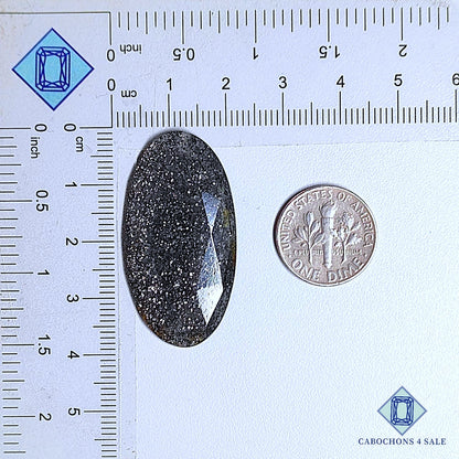 Natural Black Sunstone (Midnight Quartz) Gemstone Oval Rose Cut 38*19*4mm available for sale