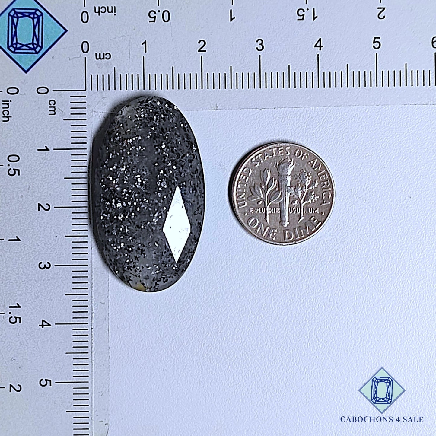 Natural Black Sunstone (Midnight Quartz) Gemstone Oval Rose Cut 33*18*6mm available for sale