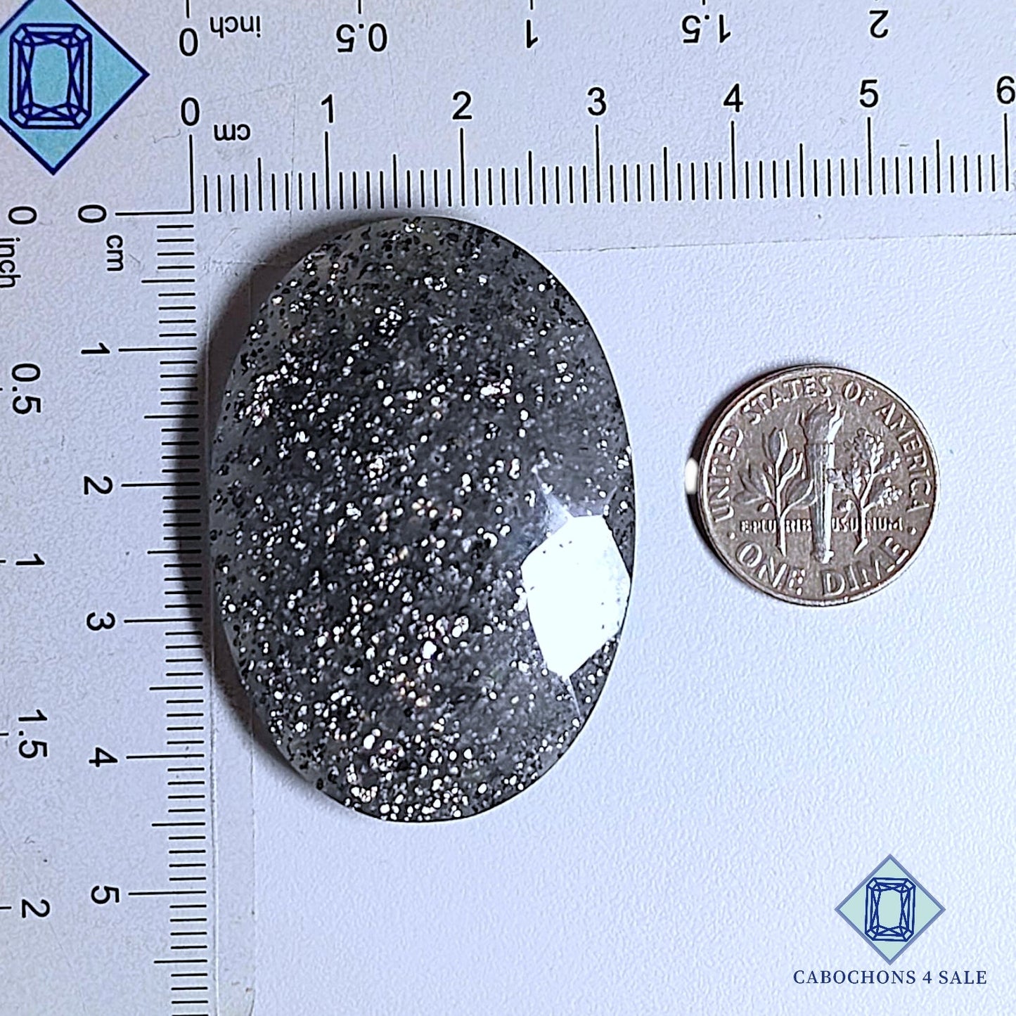 Natural Black Sunstone (Midnight Quartz) Gemstone Oval Faceted Cut 44*31*8mm available for sale