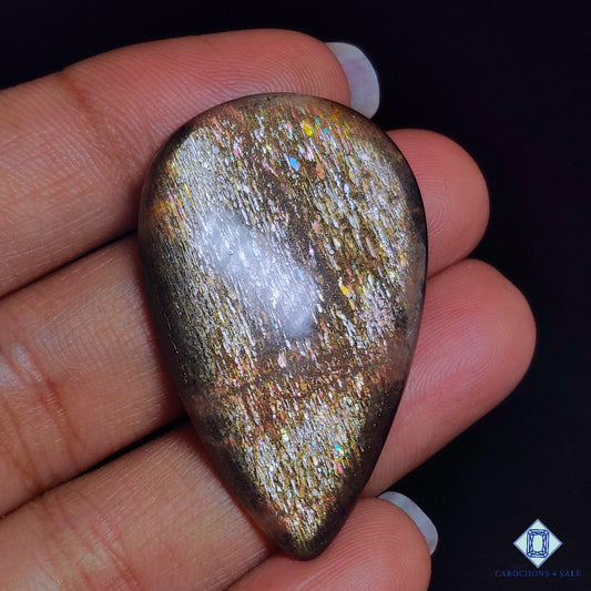 Black Tanzanian Rainbow Lattice Sunstone