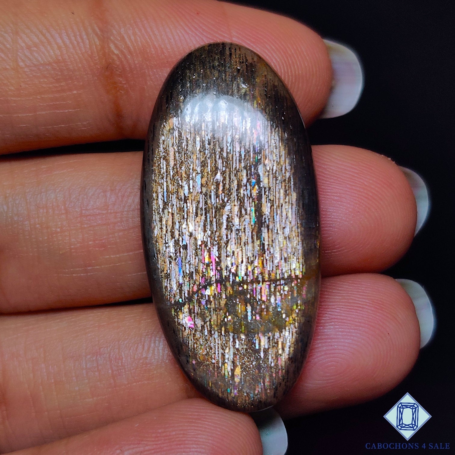 Black Tanzanian Rainbow Lattice Sunstone