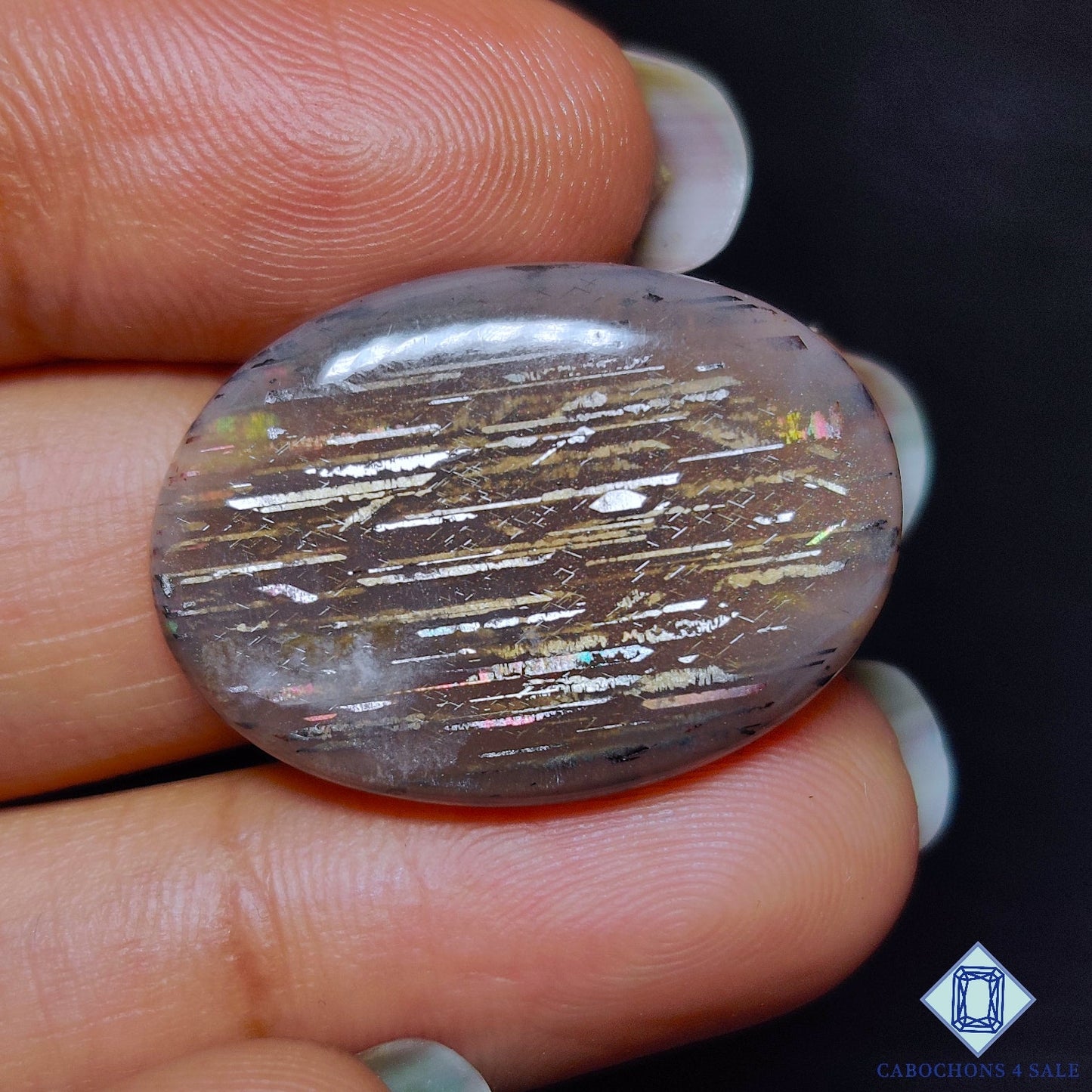 Black Tanzanian Rainbow Lattice Sunstone