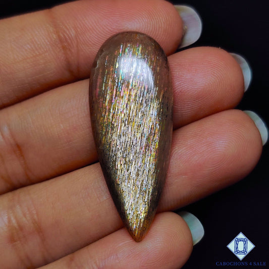 Black Tanzanian Rainbow Lattice Sunstone