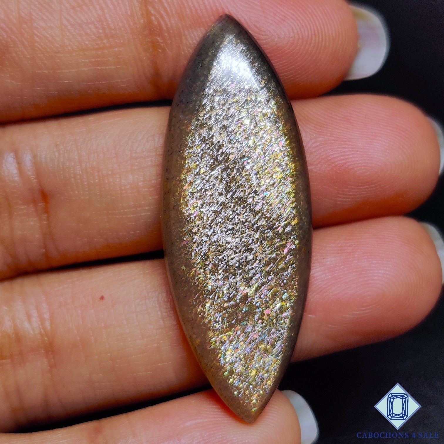 Black Tanzanian Rainbow Lattice Sunstone