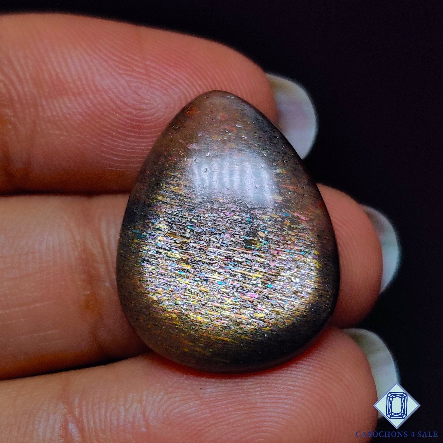 Black Tanzanian Rainbow Lattice Sunstone