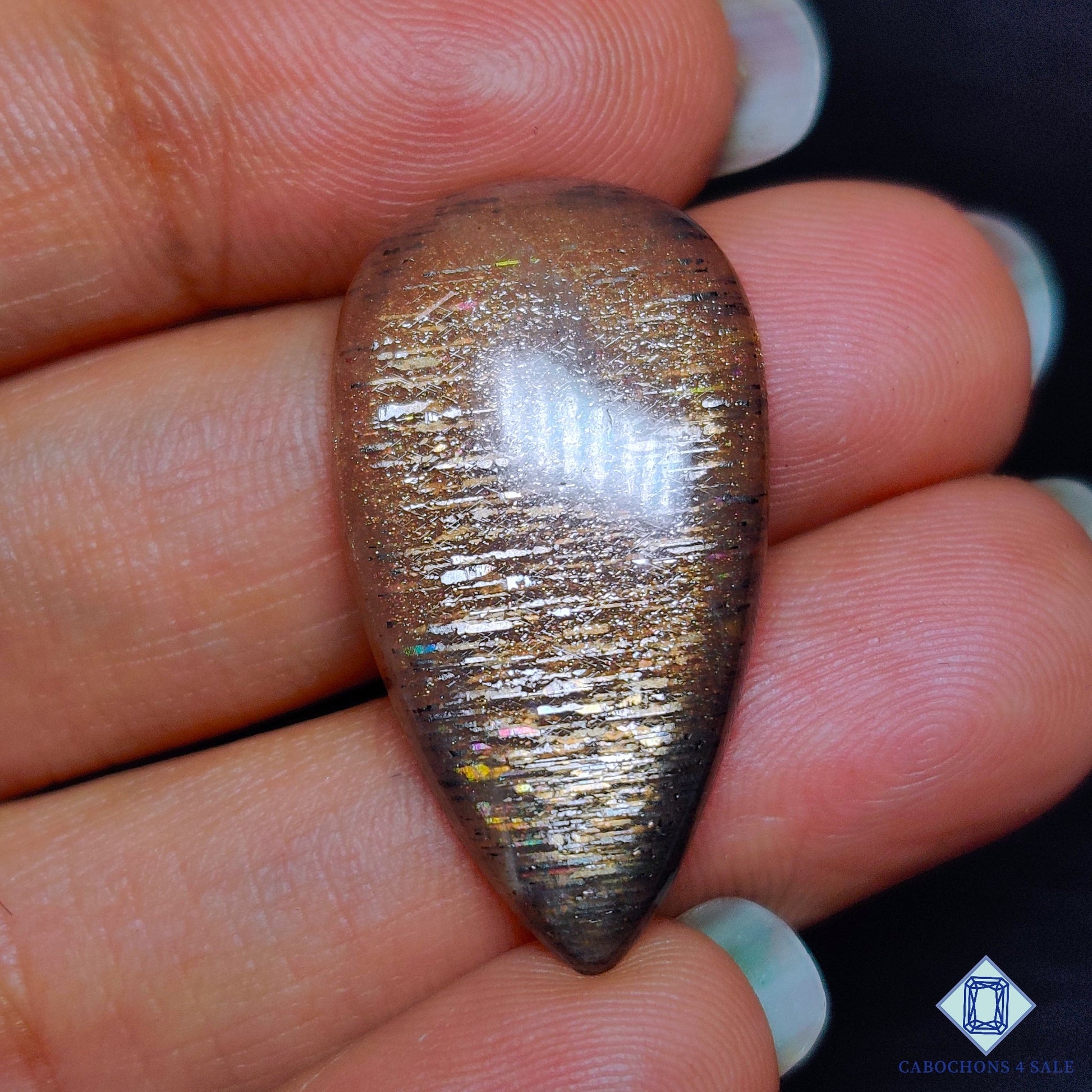 Black Tanzanian Rainbow Lattice Sunstone