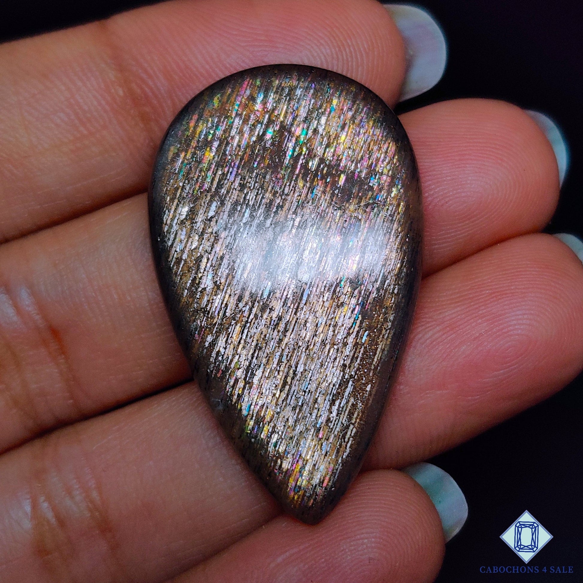 Black Tanzanian Rainbow Lattice Sunstone