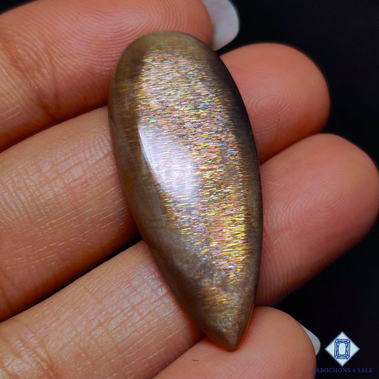 Black Tanzanian Rainbow Lattice Sunstone