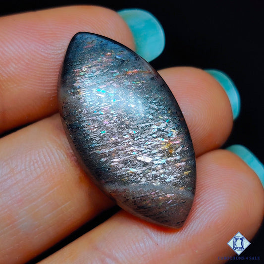 Black Tanzanian Rainbow Lattice Sunstone