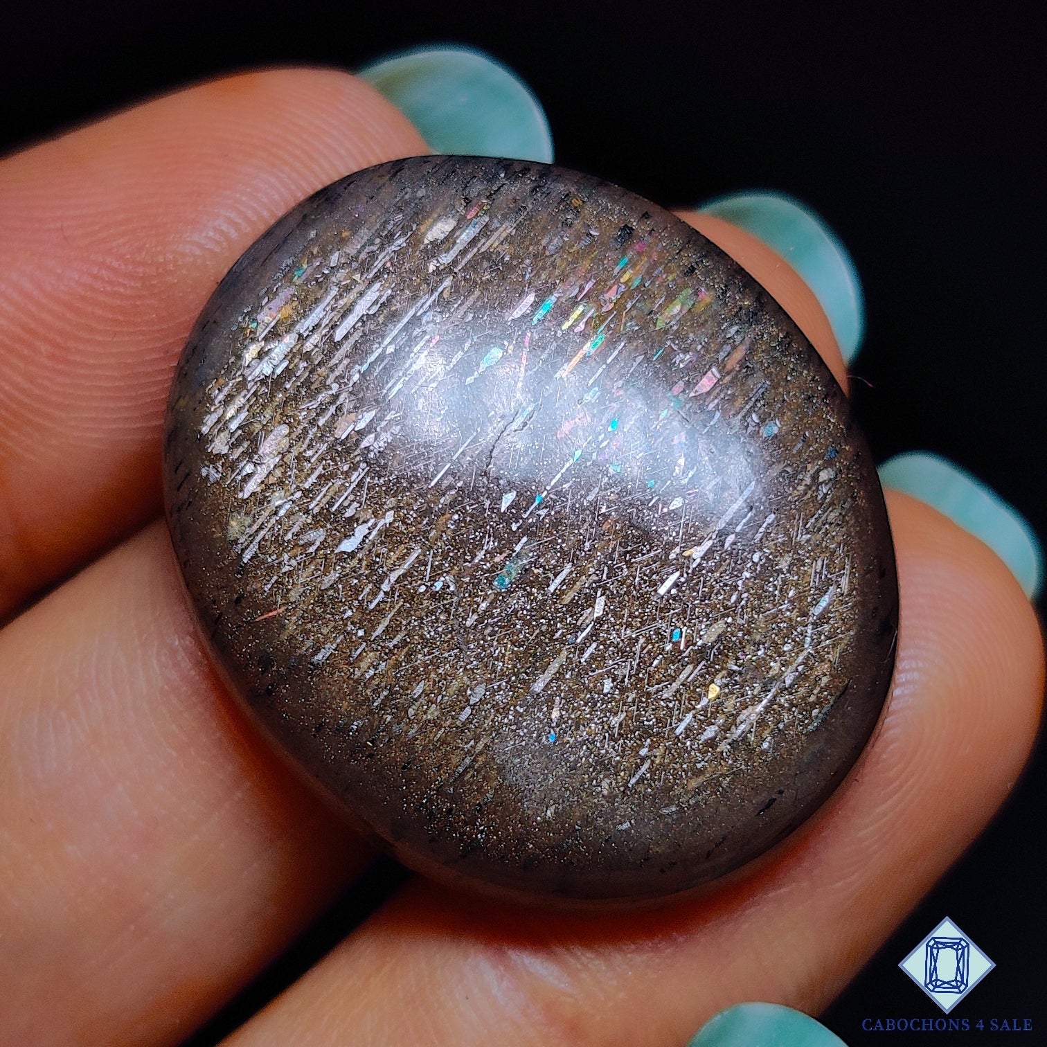Black Tanzanian Rainbow Lattice Sunstone