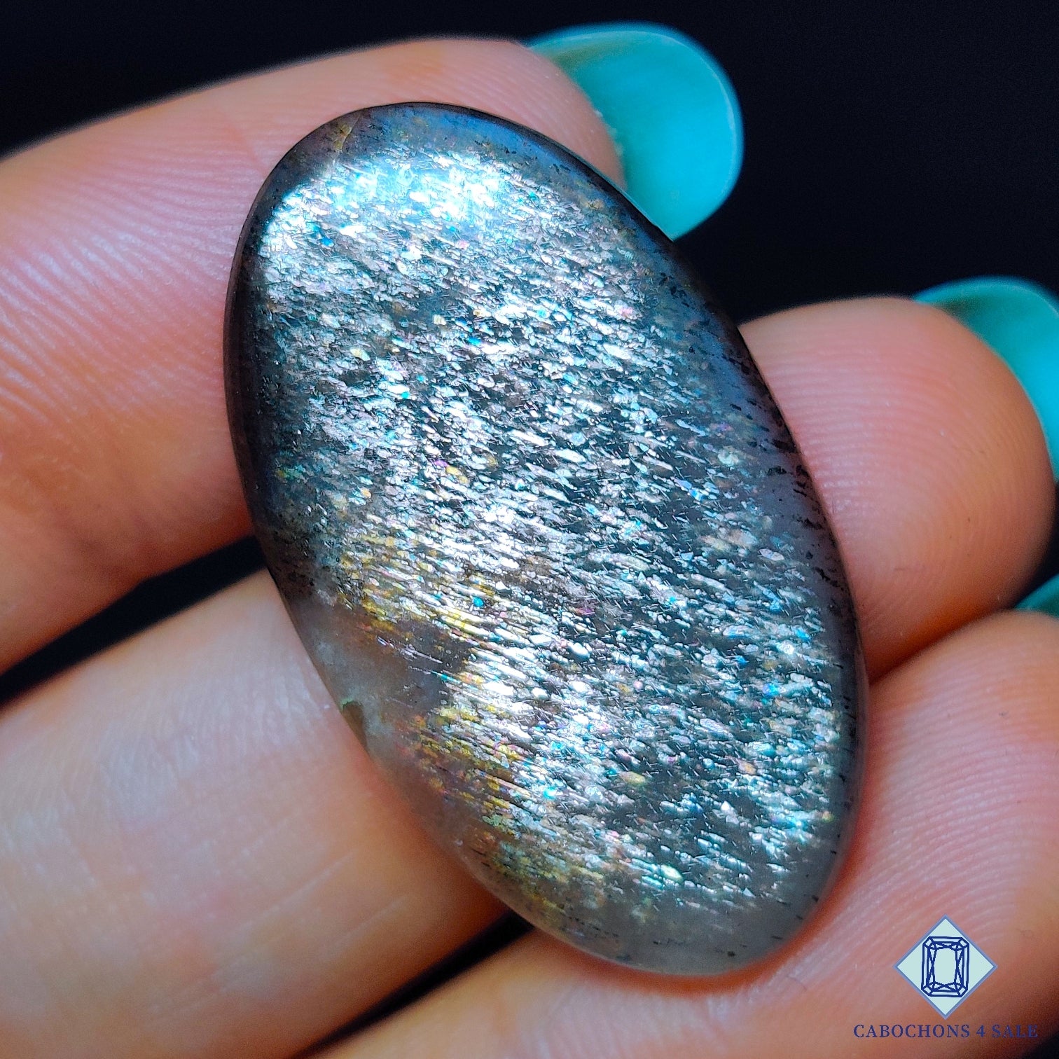 Black Tanzanian Rainbow Lattice Sunstone