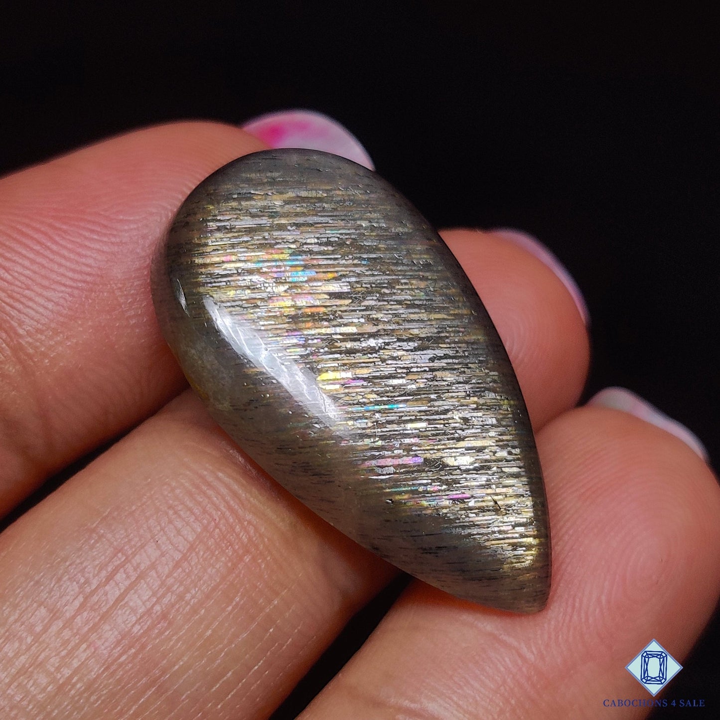 Black Tanzanian Rainbow Lattice Sunstone