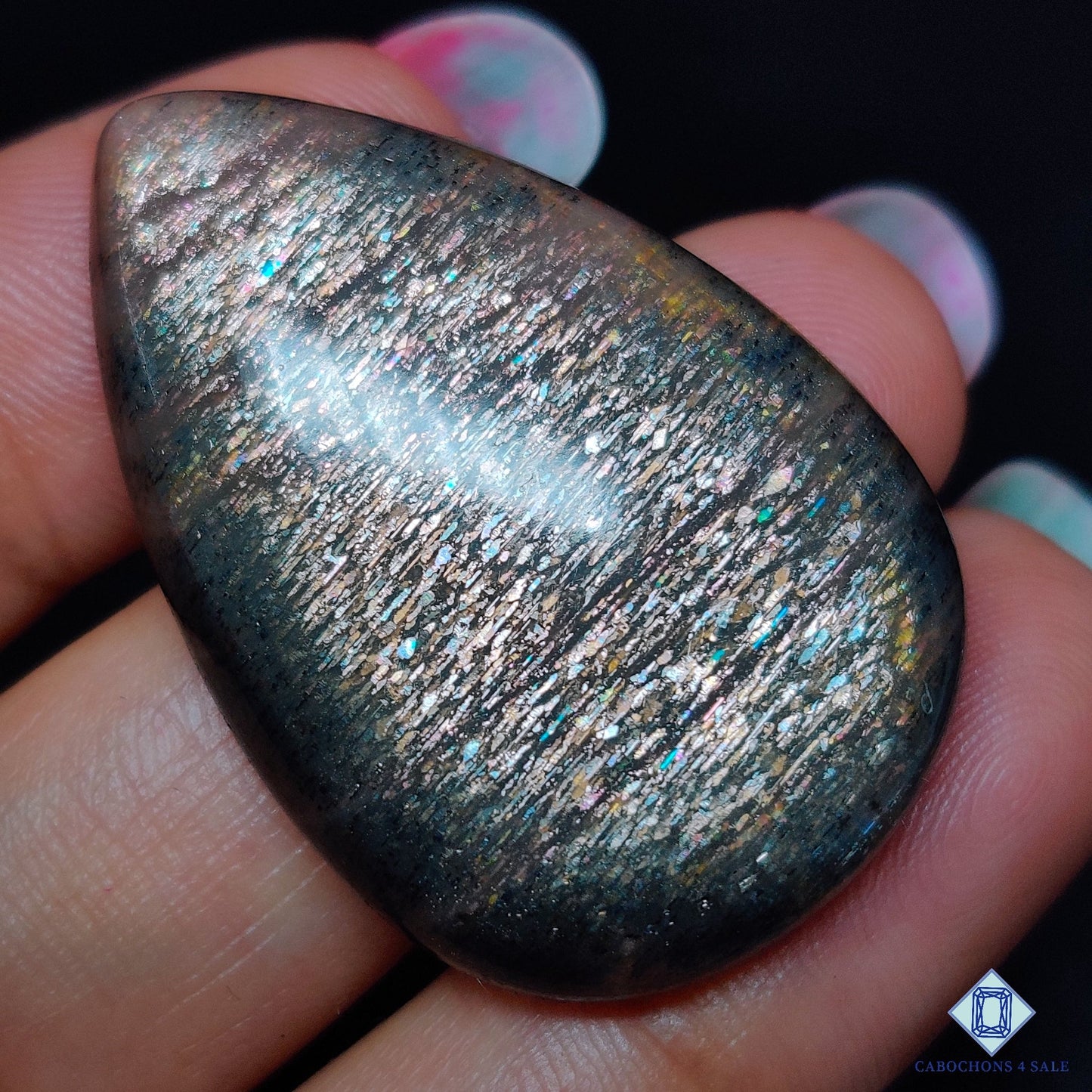 Black Tanzanian Rainbow Lattice Sunstone