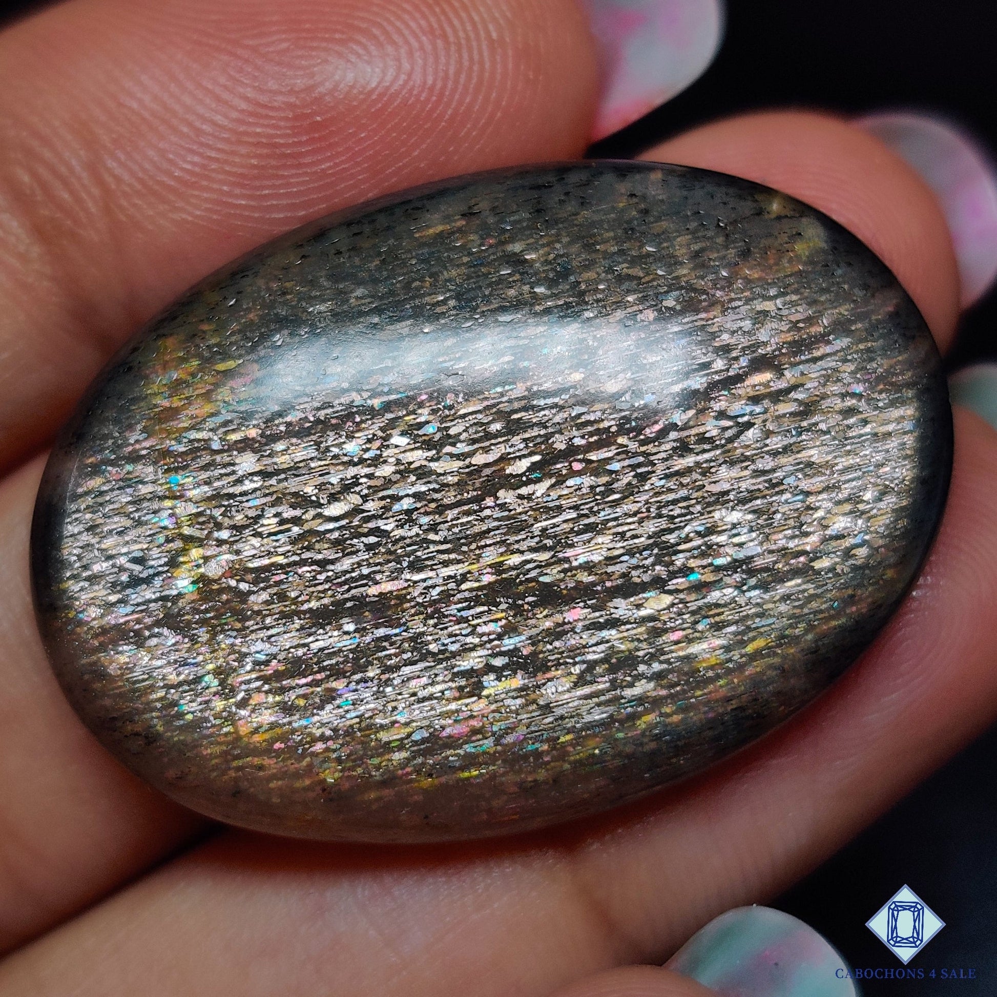 Black Tanzanian Rainbow Lattice Sunstone