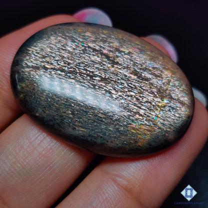 Black Tanzanian Rainbow Lattice Sunstone
