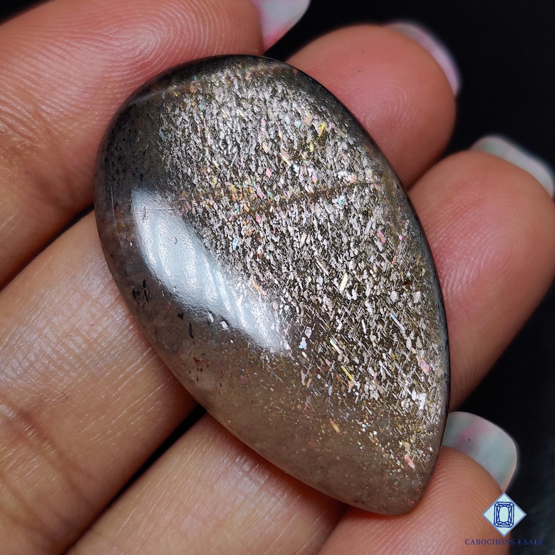 Black Tanzanian Rainbow Lattice Sunstone