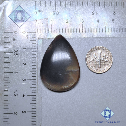 Black Tanzanian Sunstone Pear Cabochons