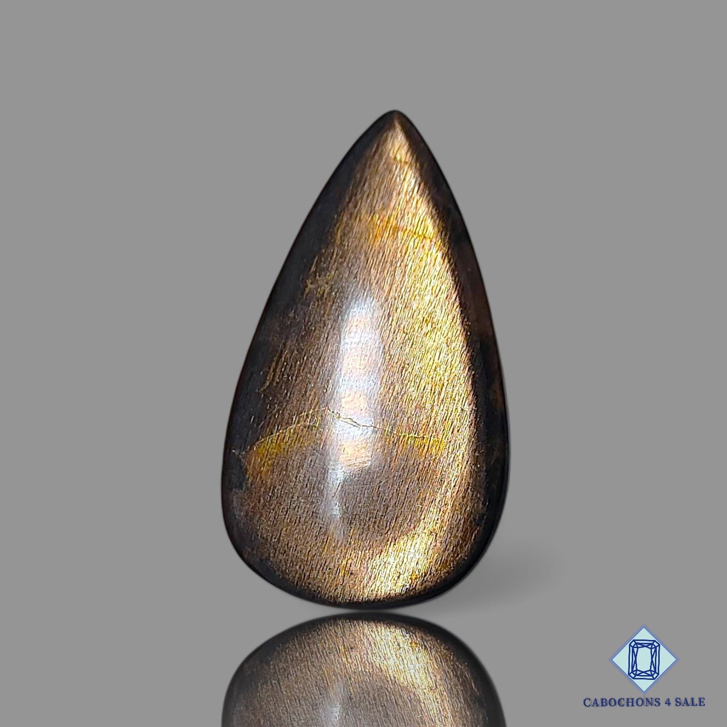 Natural Black Tanzanian Sunstone Gemstone Pear Cabochons 42*24*4mm from Tanzania available for sale