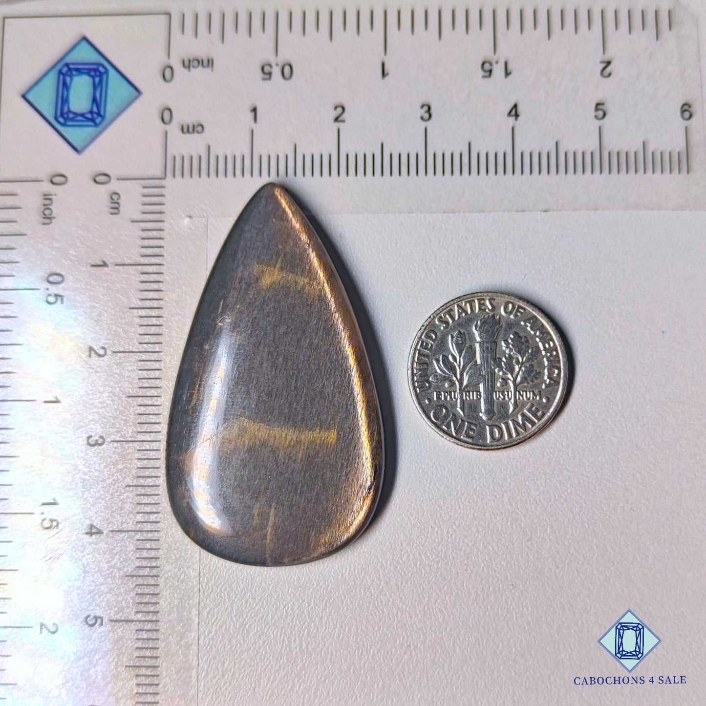 Natural Black Tanzanian Sunstone Gemstone Pear Cabochons 42*24*4mm from Tanzania available for sale