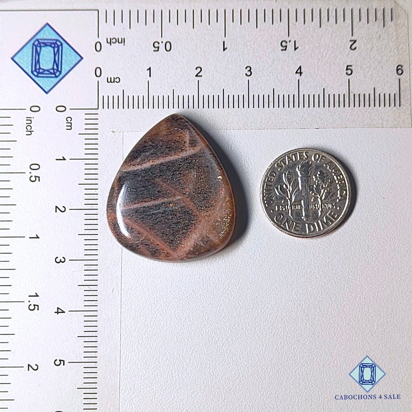 Natural Black Tanzanian Sunstone Gemstone Pear Cabochons 29*25*6mm from Tanzania available for sale