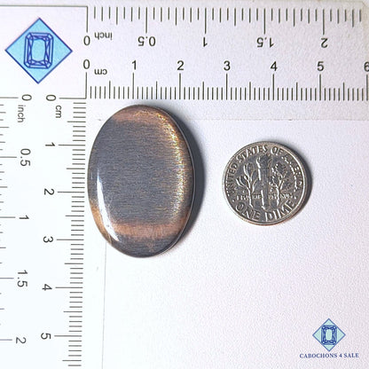 Cabujones ovalados de piedra solar negra natural de Tanzania, 32 x 23 x 5 mm, disponibles para la venta. 