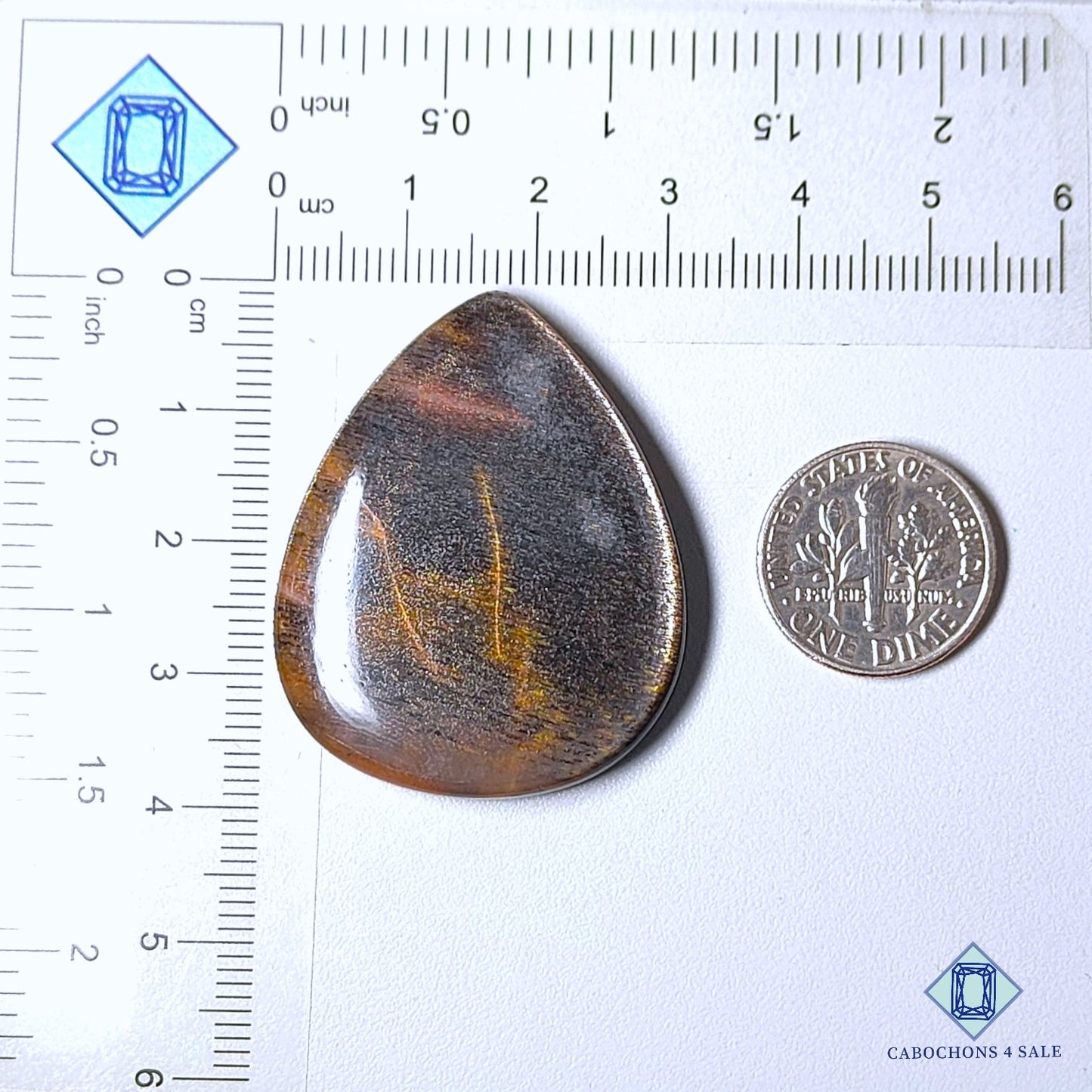 Natural Black Tanzanian Sunstone Gemstone Pear Cabochons 38*31*5mm from Tanzania available for sale