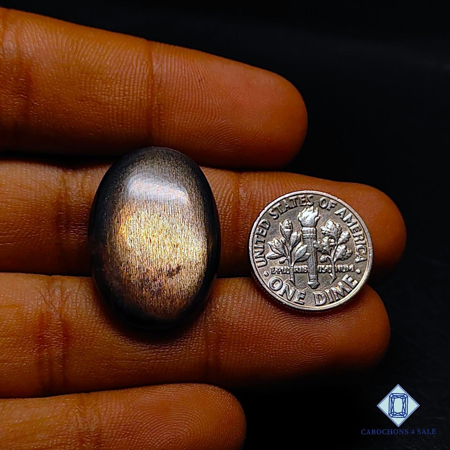 Natural Black Tanzanian Sunstone Gemstone Oval Cabochons 26*18*5mm from Tanzania available for sale