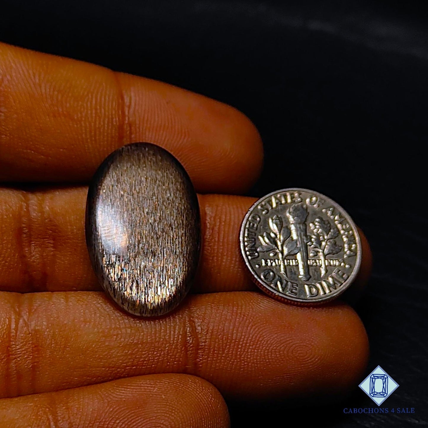 Natural Black Tanzanian Sunstone Gemstone Oval Cabochons 25*16*4mm from Tanzania available for sale