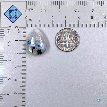 Black Tourmalated Moonstone Pear Cabochons