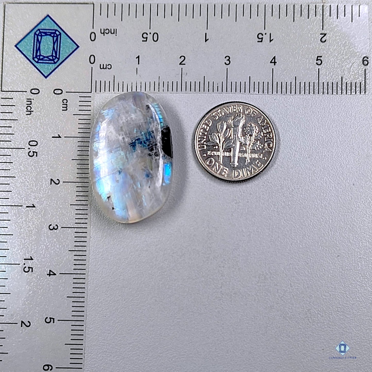 Black Tourmalated Moonstone Oval Cabochons