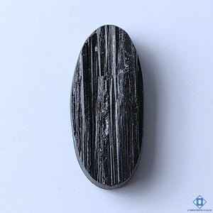 Black Tourmaline Oval Druzy 38x18x7mm