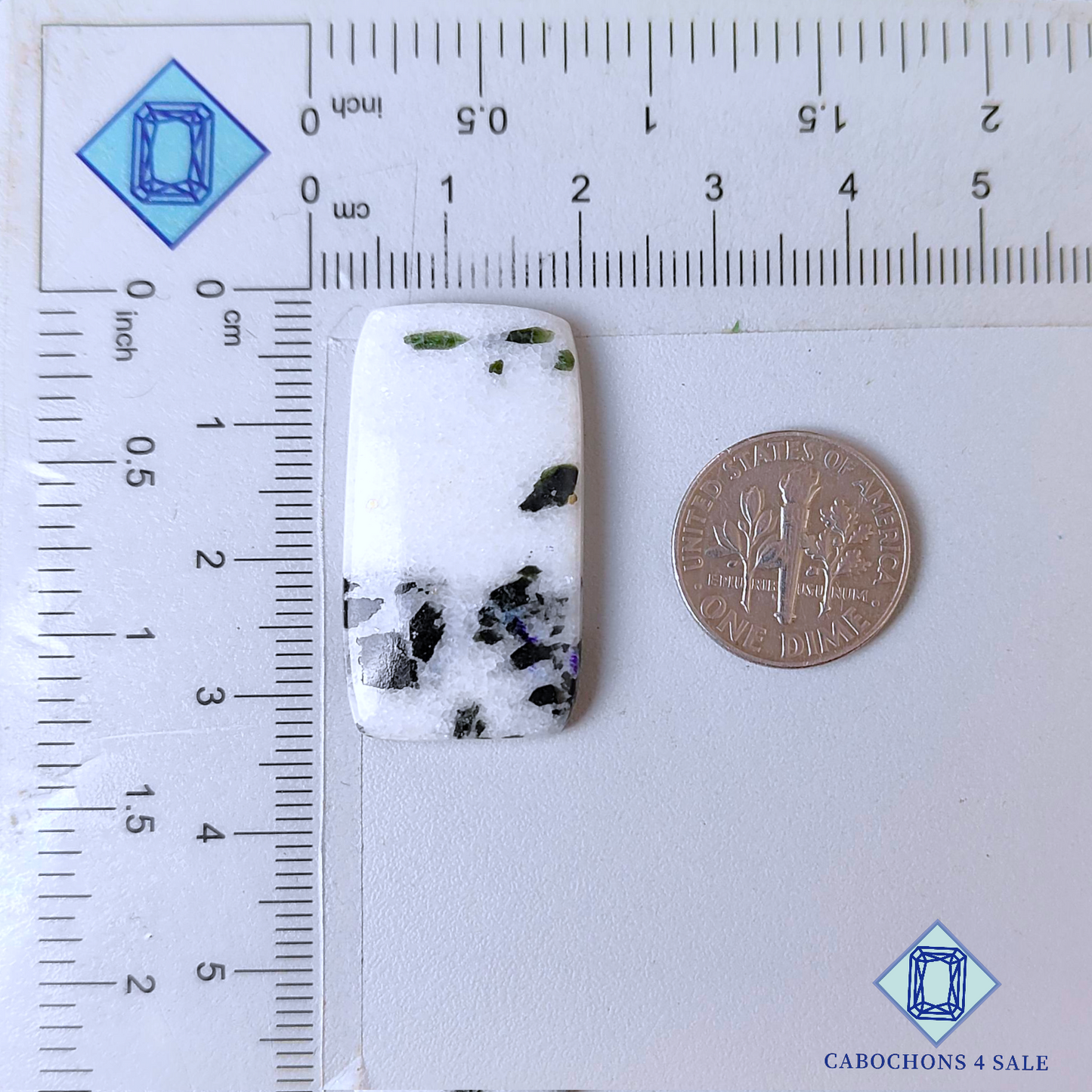 Cabujones rectangulares de ágata de punto negro de 32 x 17 x 4 mm