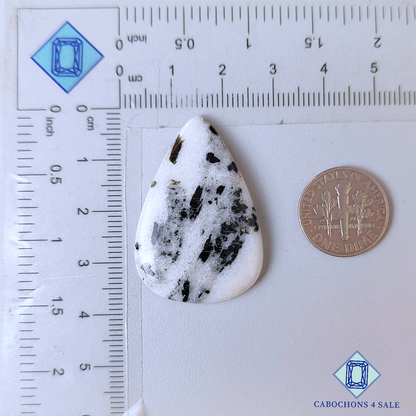 Cabujones de ágata con forma de pera de punto negro de 36 x 24 x 5 mm