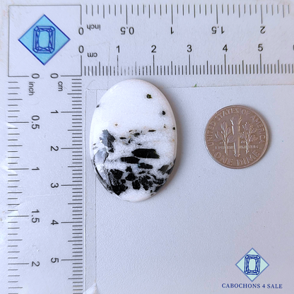 Black Dot Agate Oval Cabochons 33*24*5mm