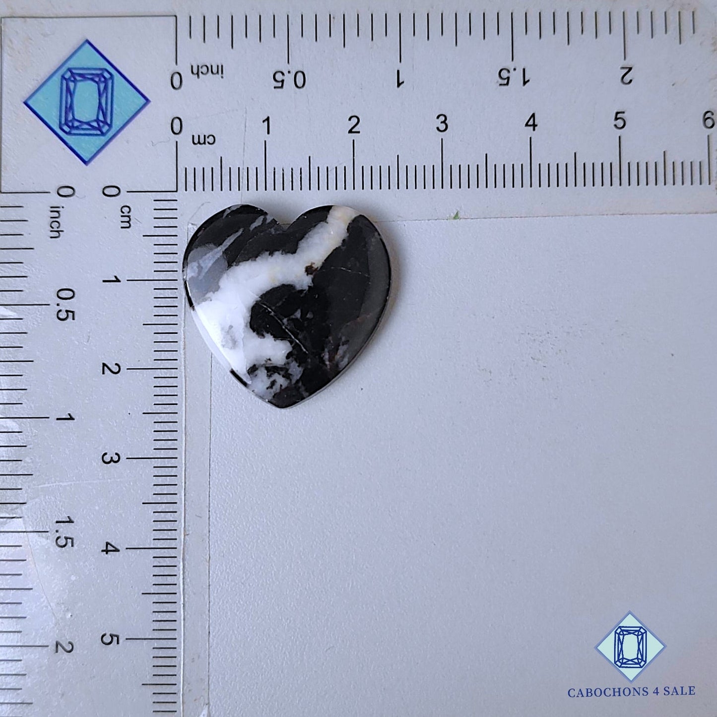 Natural Black Zebra Jasper Gemstone  Heart Carvings 23*23*4mm from India available for sale