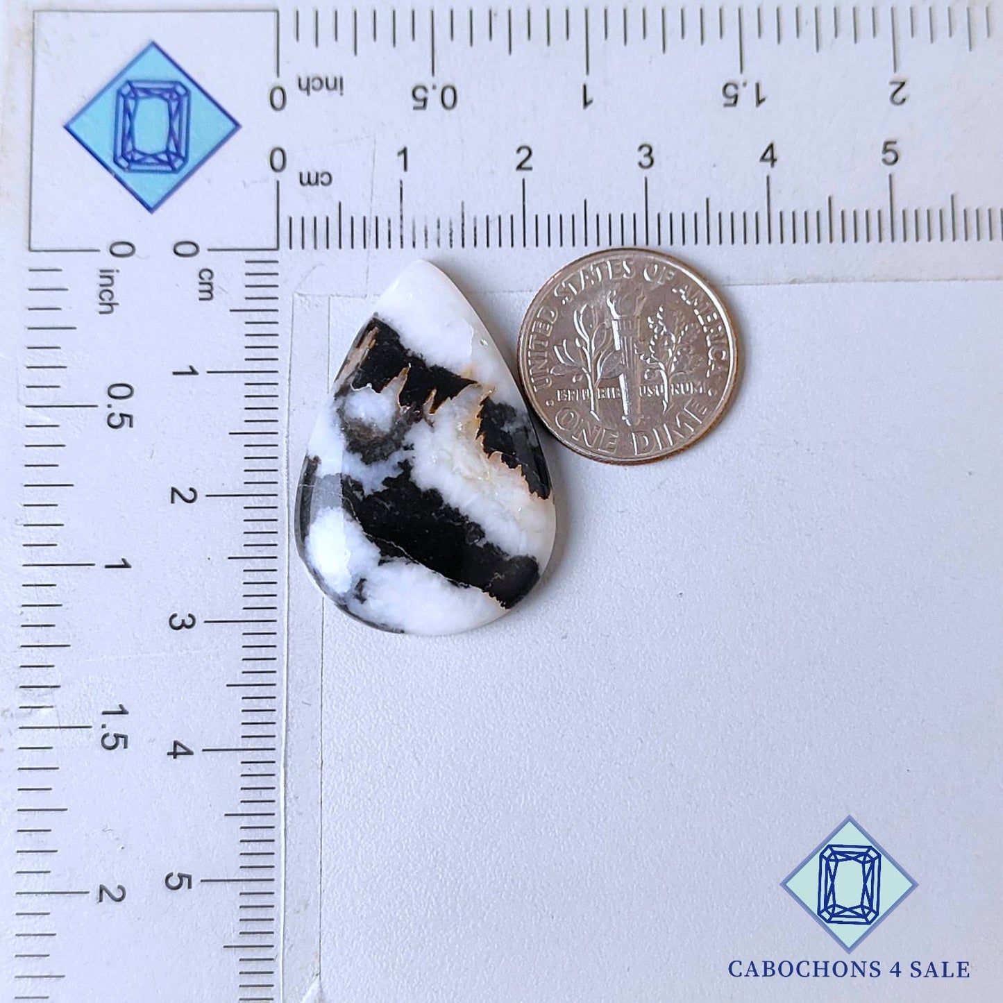 Black Zebra Jasper Pear Cabochons