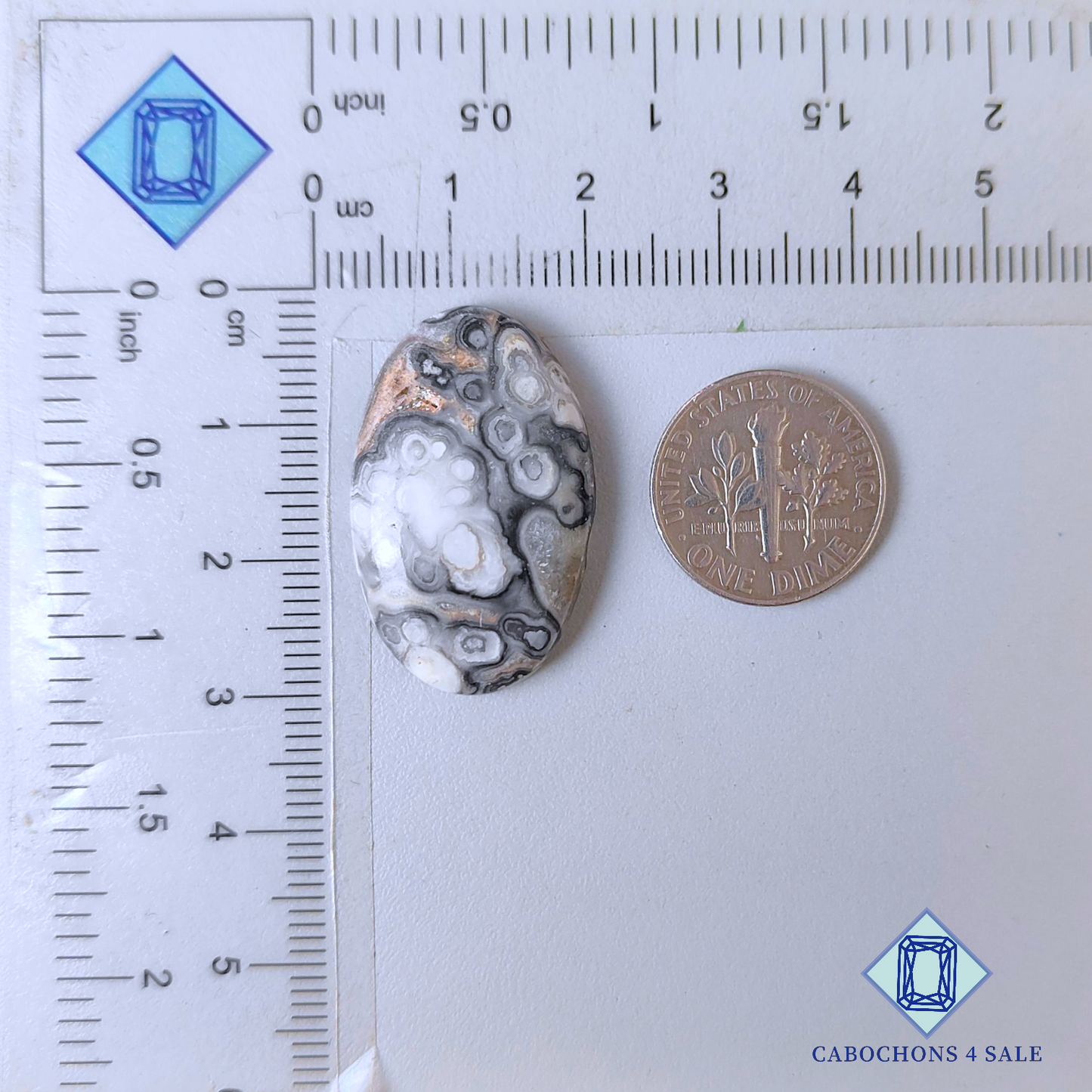 Cabujones ovalados de ónix cebra negro de 28 x 18 x 5 mm