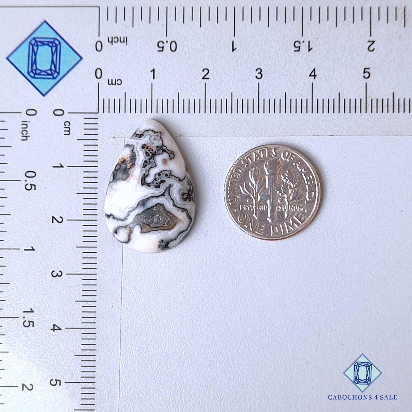 Natural Black Zebra Onyx Gemstone Pear Cabochons 25*16*5mm from Mexico available for sale