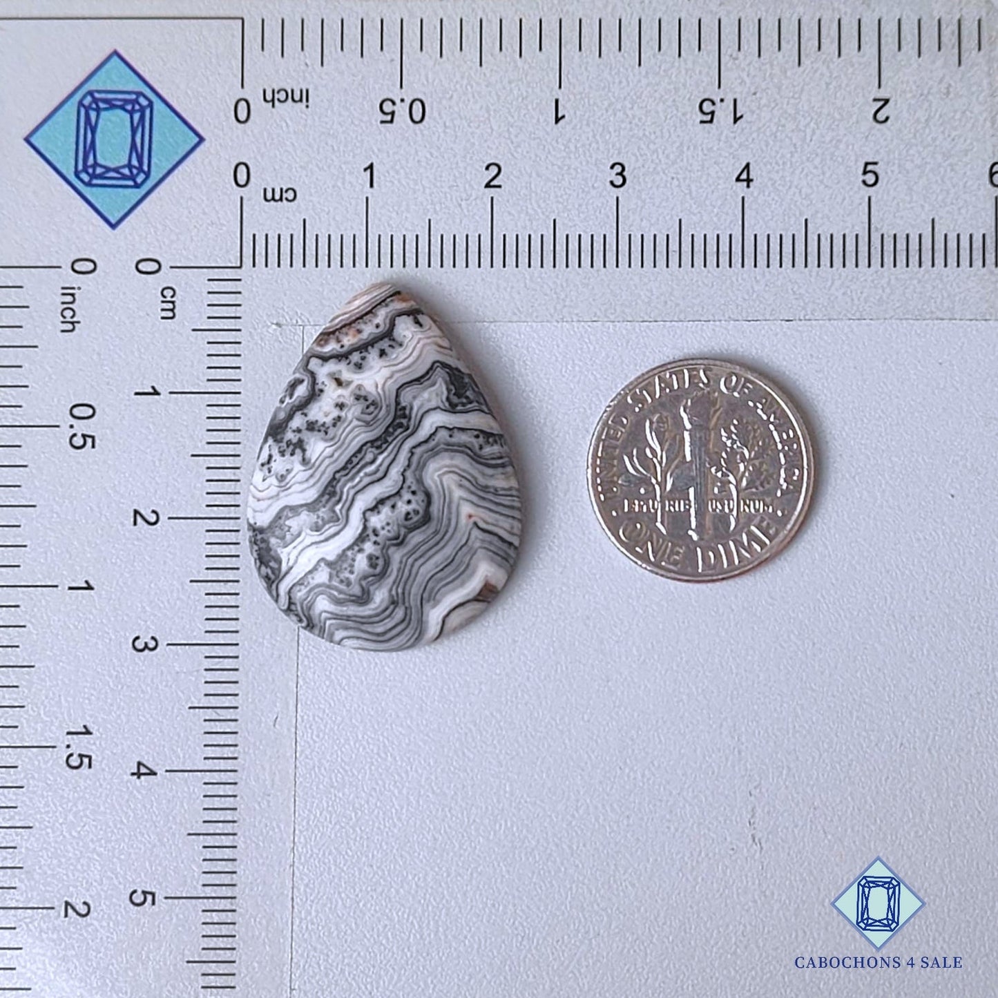 Natural Black Zebra Onyx Gemstone Pear Cabochons 29*21*5mm from Mexico available for sale