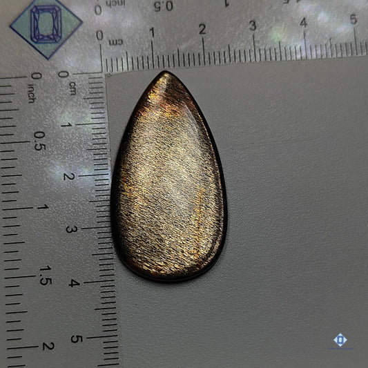 Black tanzaniai sunstone-c4sw1529-pear-black-cabochons