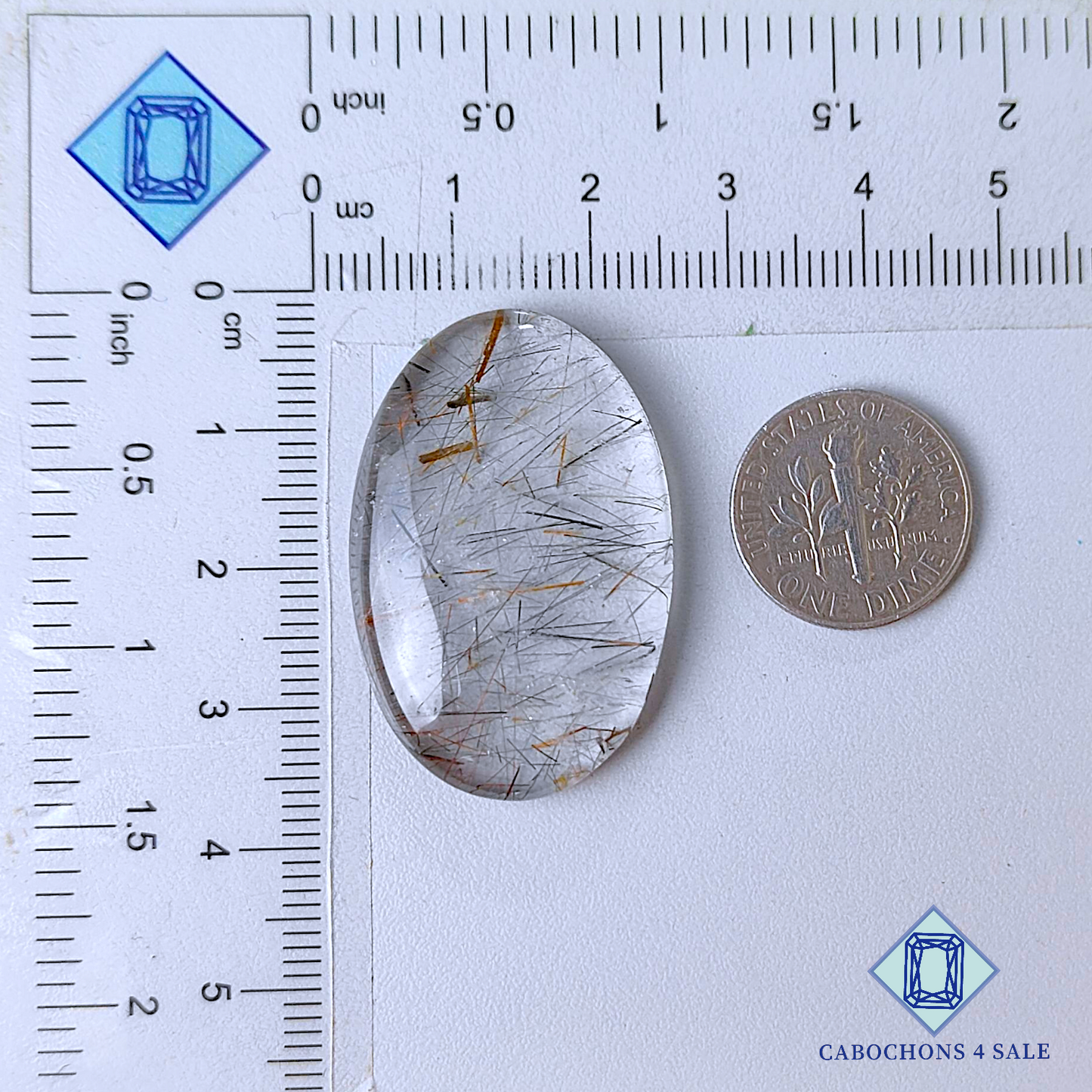 Black with Copper Rutile Quartz Oval Cabochons