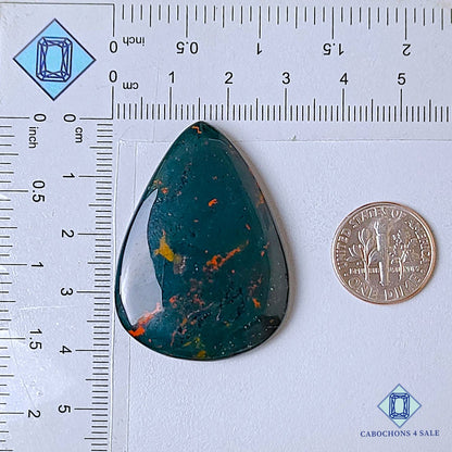 Natural Blood Stone Gemstone Pear Cabochons 41*30*5mm from Brazil available for sale