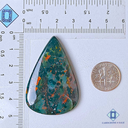 Natural Blood Stone Gemstone Pear Cabochons 47*32*4mm from Brazil available for sale