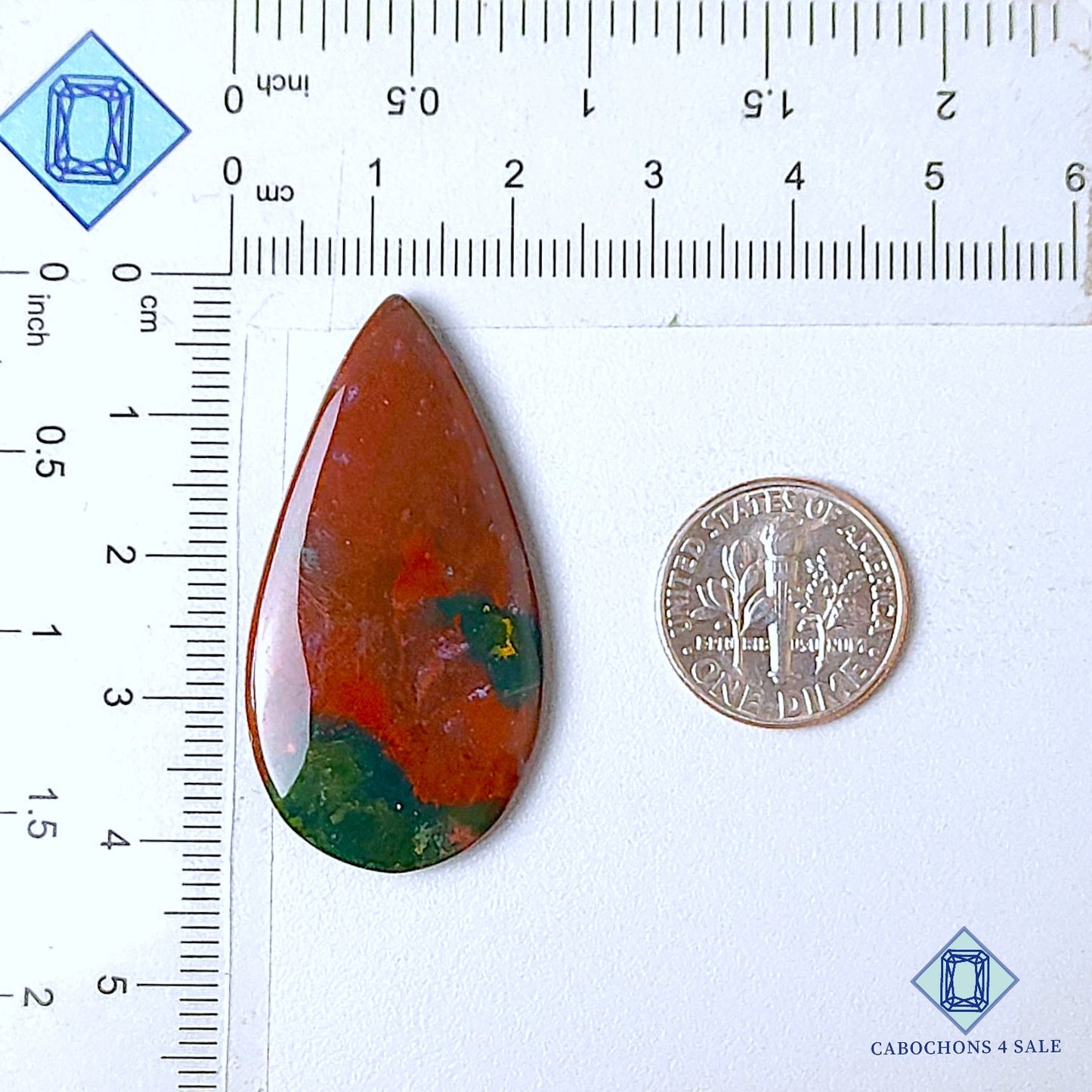 Natural Blood Stone Gemstone Pear Cabochons 40*21*4mm from Brazil available for sale