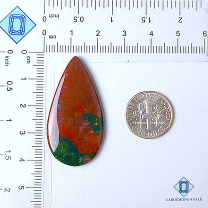 Natural Blood Stone Gemstone Pear Cabochons 40*21*4mm from Brazil available for sale