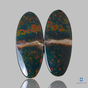 Natural Bloodstone Agate Gemstone Oval Pairs 28*11*4mm from India available for sale