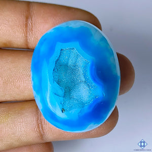 Blue Agate Druzy Oval Druzy 37x29x10mm