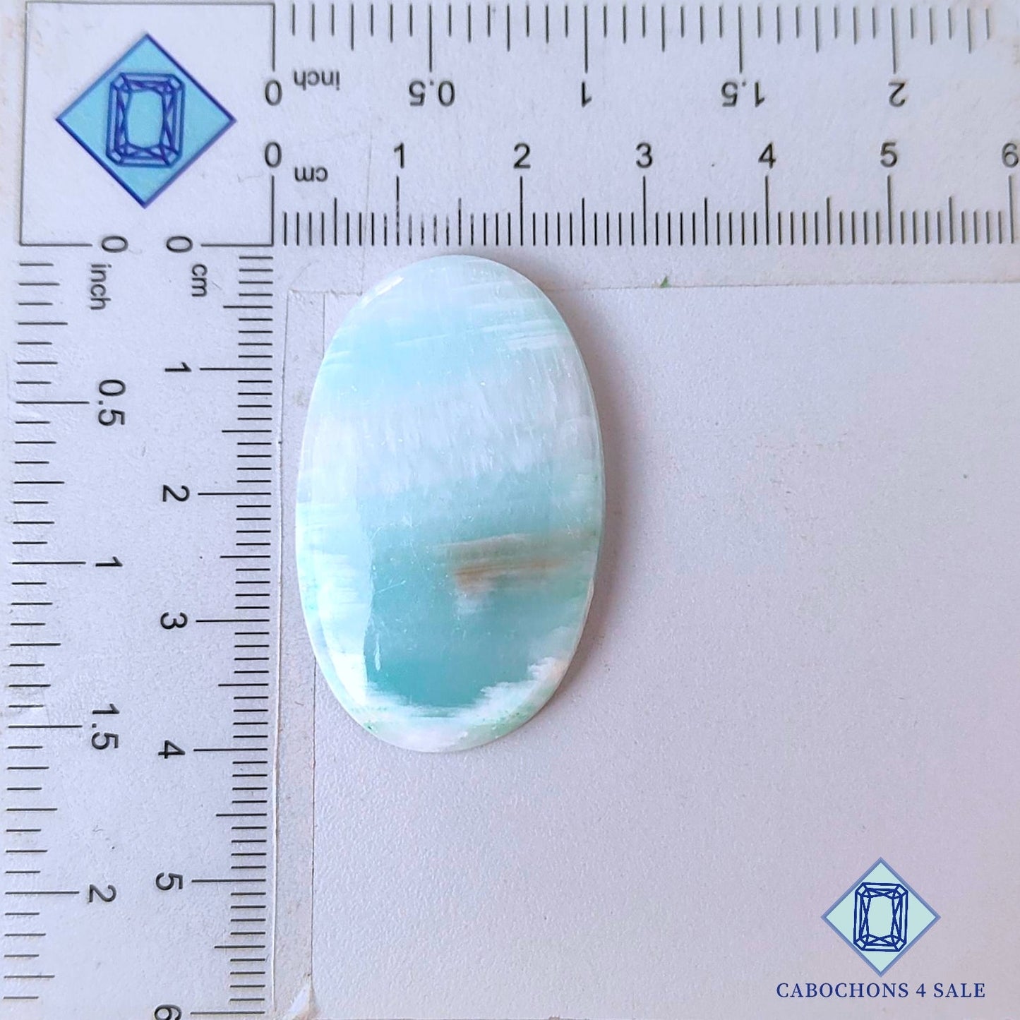 Natural Blue Aragonite Gemstone  Oval Cabochons 39*24*5mm from Spain available for sale
