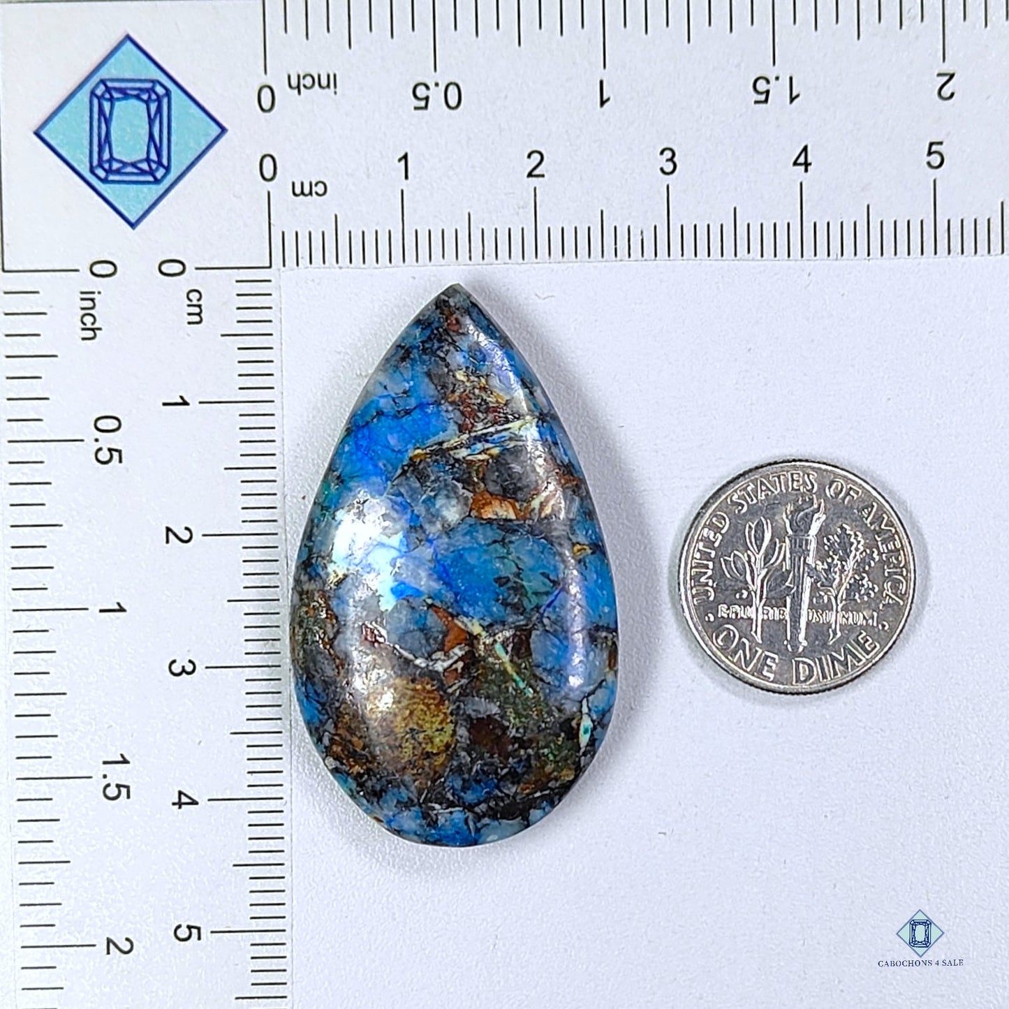 Blue Azurite Pear Cabochons