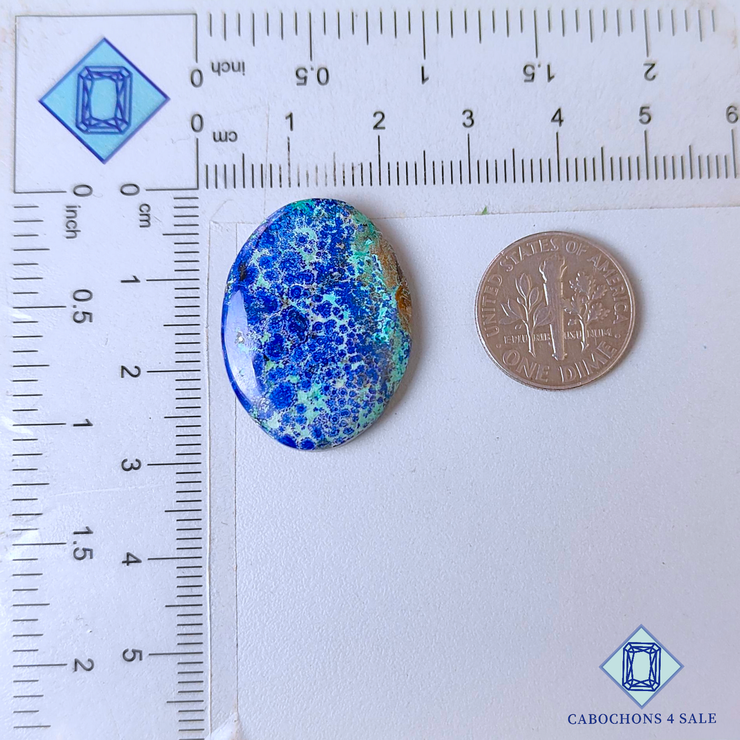 Cabujones ovalados de azurita Blue Bird de 27 x 20 x 5 mm